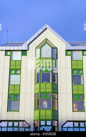 Bunte Mehrfamilienhaus Skyline Altstadt Reykjavik Island Stockfoto