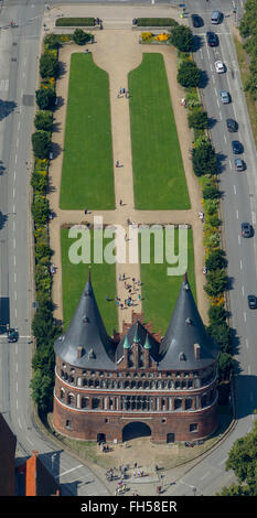 Luftaufnahme, Holsten, Altstadt von Lübeck, Lübeck, Baltic Sea, Schleswig-Holstein, Deutschland, Europa, Luftaufnahme, Vögel-Augen-Blick, Stockfoto