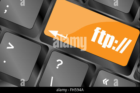 Computer-Tastatur mit FTP-Schlüssel, Technologie, Hintergrund, Vektor-illustration Stockfoto