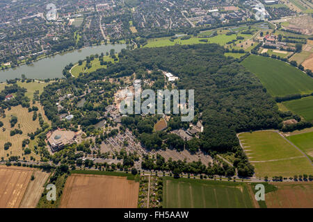 Antenne zu sehen, Zoo Münster, Münster Zoo mit Elefanten Gehege, Münster, Münsterland Landschaft, North Rhine-Westphalia, Deutschland Stockfoto