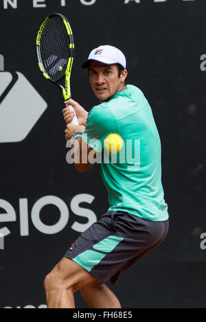 São Paulo, São Paulo, Brasilien. 23. Februar 2016. Facundo Bagnnis während Spiels Brasil Open 2016 Tennisturnier in Sao Paulo, Brasilien. Bildnachweis: Alexandre Moreira/ZUMA Draht/Alamy Live-Nachrichten Stockfoto