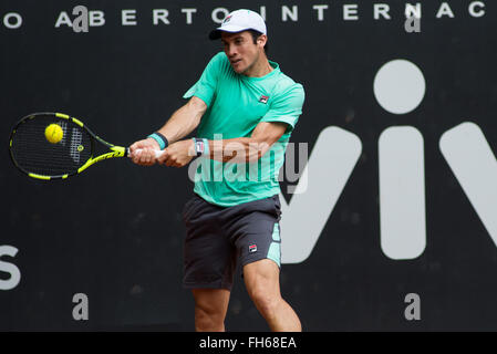 São Paulo, São Paulo, Brasilien. 23. Februar 2016. Facundo Bagnnis während Spiels Brasil Open 2016 Tennisturnier in Sao Paulo, Brasilien. Bildnachweis: Alexandre Moreira/ZUMA Draht/Alamy Live-Nachrichten Stockfoto