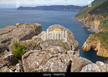 Blick entlang der Klippen Tasman Halbinsel Cape Säule aus entlang der drei Kaps-Strecke Stockfoto