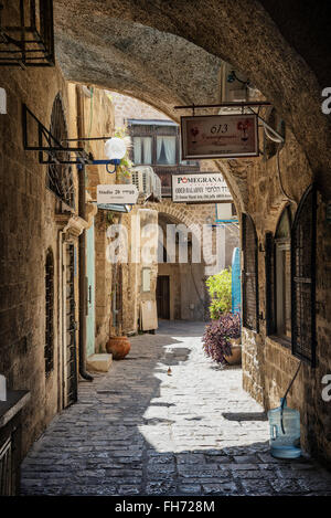 gepflasterte Straße in Yafo Jaffa Altstadt von tel Aviv israel Stockfoto