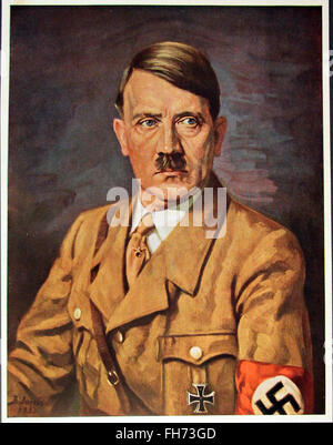 Offizielles Porträt von Adolf Hitler in uniform - deutsche Nazi-Propaganda Poster - WWII Stockfoto
