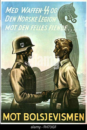 Waffen SS - Norske Legion - deutsche Nazi-Propaganda Poster - WWII Stockfoto