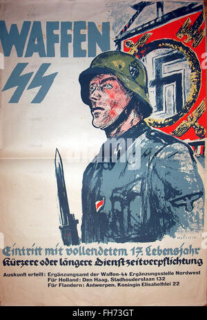 Waffen SS - deutsche Nazi-Propaganda-Plakat - WWII Stockfoto