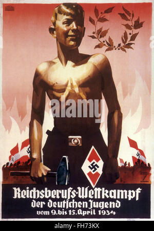 -Deutsche Nazi-Propaganda-Plakat - 1934 Stockfoto