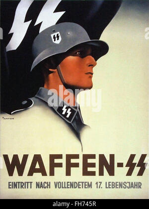 Waffen SS - deutsche Nazi-Propaganda-Plakat - WWII Stockfoto