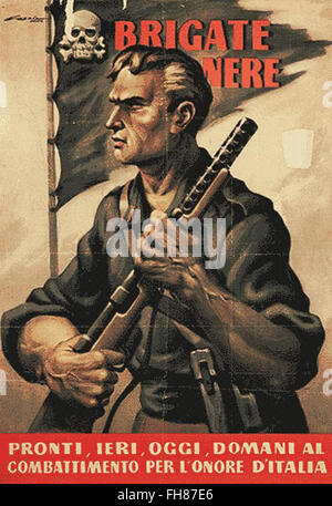 Brigate Nere - faschistischen italienischen Propaganda Poster - WWII Stockfoto