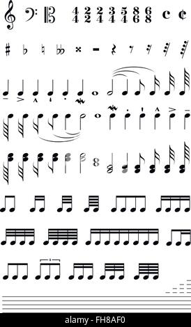 Musik-Zeichen und Hinweis Daube isoliert auf weiss Stock Vektor