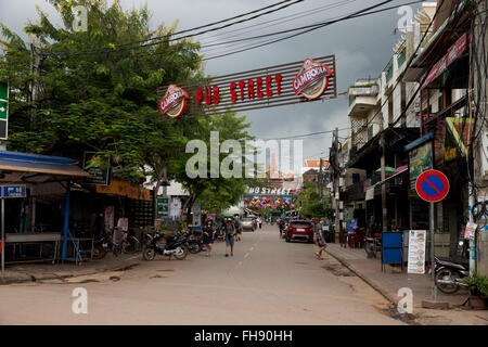 Pub Street Ortseingangsschild Siem Reap, Kambodscha Stockfoto