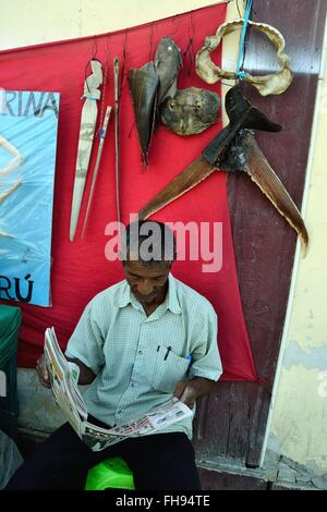 Hai Kiefer - Markt in PAITA. Abteilung von Piura. Peru Stockfoto