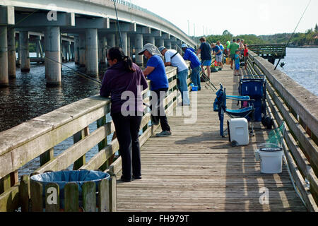 Die El Jobean Angelsteg in Port Charlotte, Florida, USA Stockfoto