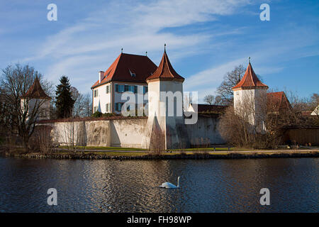 München: Blutenburg Schloss, an den Ufern des Flusses Wuerm als Wasserschloss im 14. Jahrhundert erbaut Stockfoto