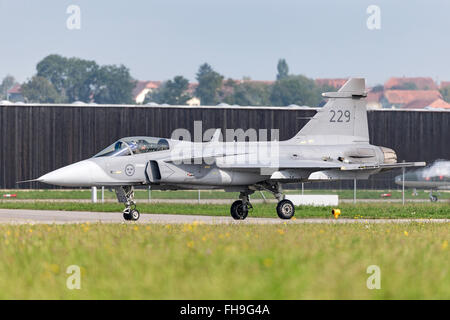 SAAB JAS - 39C Gripen 39229 der schwedischen Luftwaffe (Flygvapnet) Stockfoto
