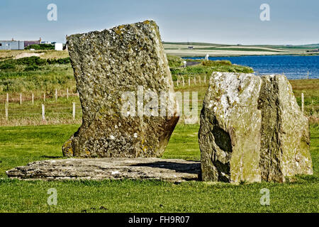 Teil von The Standing Stones von Stenness Orkney Inseln UK Stockfoto