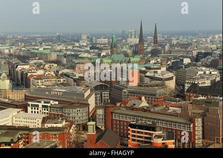 Panoramablick vom Turm aus St. Michaelis Kirche, Hamburg, Deutschland Stockfoto