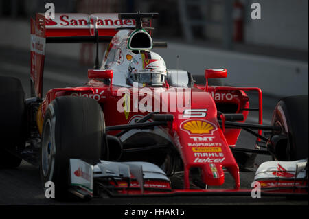 Fahrer Sebastian Vettel.  Ferrari-Team. Formel 1 Testtage am Circuit de Catalunya. Montmelo, Spanien. 23. Februar 2016 Stockfoto