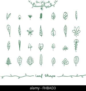 Vektor-Illustration von Doodle Blatt Form Umriss, wie von Hand gezeichnet Stock Vektor