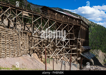 COMMODORE MINE in CREEDE, COLORADO, eine Silber-Bergbau-Stadt stammt aus der Mitte des 19. Jahrhunderts. Stockfoto