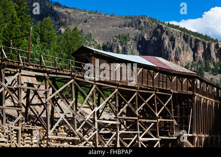 COMMODORE MINE in CREEDE, COLORADO, eine Silber-Bergbau-Stadt stammt aus der Mitte des 19. Jahrhunderts. Stockfoto