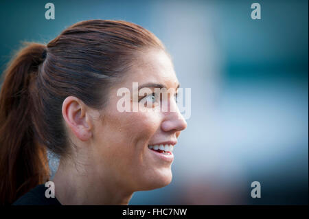 Olympian Hope Solo macht ihr Debüt in der professionellen Frauen Fußball-Liga das team der Seattle-Herrschaft. Stockfoto