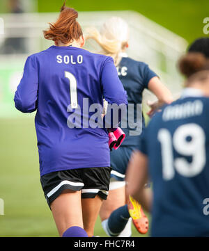 Olympian Hope Solo macht ihr Debüt in der professionellen Frauen Fußball-Liga das team der Seattle-Herrschaft. Stockfoto