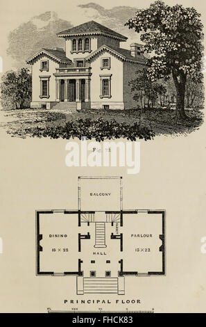 Ferienhaus Villa- oder eine Reihe von Entwürfen für Ferienhäuser und Ferienhaus Villen und ihren Gärten und Anlagen. Angepasst nach Nordamerika (1847) Stockfoto