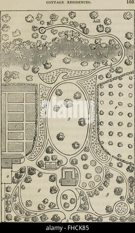 Ferienhaus Villa- oder eine Reihe von Entwürfen für Ferienhäuser und Ferienhaus Villen und ihren Gärten und Anlagen. Angepasst nach Nordamerika (1847) Stockfoto