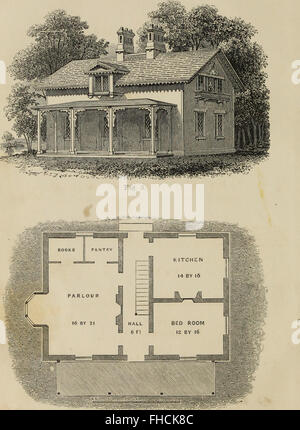 Ferienhaus Villa- oder eine Reihe von Entwürfen für Ferienhäuser und Ferienhaus Villen und ihren Gärten und Anlagen. Angepasst nach Nordamerika (1847) Stockfoto