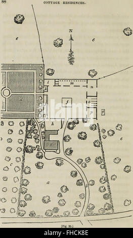 Ferienhaus Villa- oder eine Reihe von Entwürfen für Ferienhäuser und Ferienhaus Villen und ihren Gärten und Anlagen. Angepasst nach Nordamerika (1847) Stockfoto