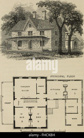 Ferienhaus Villa- oder eine Reihe von Entwürfen für Ferienhäuser und Ferienhaus Villen und ihren Gärten und Anlagen. Angepasst nach Nordamerika (1847) Stockfoto