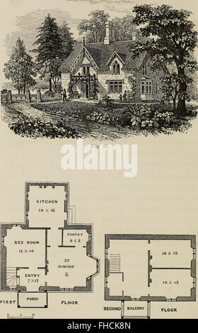 Ferienhaus Villa- oder eine Reihe von Entwürfen für Ferienhäuser und Ferienhaus Villen und ihren Gärten und Anlagen. Angepasst nach Nordamerika (1847) Stockfoto