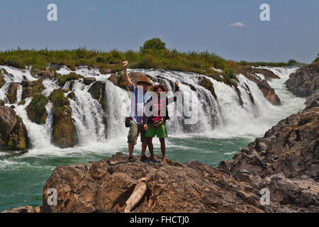 Der TAM I DAENG Wasserfall ist abseits der ausgetretenen Pfade auf dem MEKONG RIVER in den 4 tausend Inseln in der Nähe (Si Phan Don) getan KHO Stockfoto