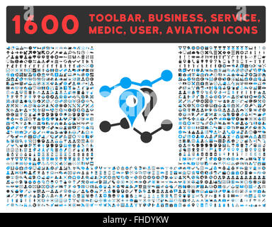 Geo-Trends-Symbol mit großen Piktogramm-Sammlung Stockfoto