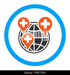 Klinik Weltunternehmen gerundet Vektor Icon Stockfoto