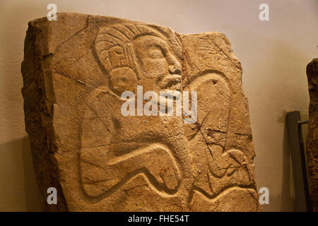 Ein ZAPOTEKEN-Stelen im Inneren des Museums am MONTE ALBAN, die zurückreicht bis 500 v. Chr. - OAXACA, Mexiko Stockfoto