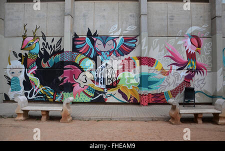 künstlerischen Graffiti-Gemälde in den Gärten der Universität Valencia, Spanien Stockfoto