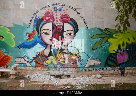 künstlerischen Graffiti-Gemälde in den Gärten der Universität Valencia, Spanien Stockfoto