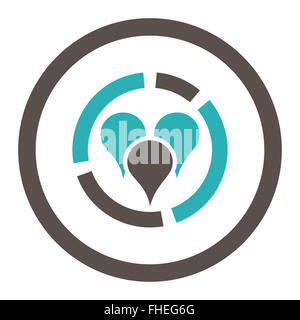 Geo-Diagramm flach grau und blaugrünen Farben abgerundet Vektor icon Stockfoto