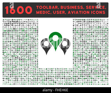 Standorte-Symbol mit großen Piktogramm-Sammlung Stockfoto