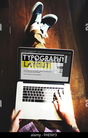 Typografie Layout Ideen Kreativität Design Element-Konzept Stockfoto