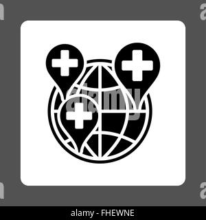 Klinik Weltunternehmen gerundete Quadrat-Taste Stockfoto
