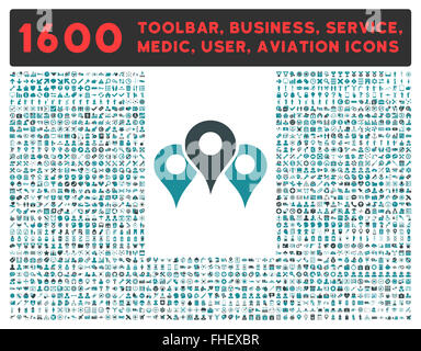 Standorte-Symbol mit großen Piktogramm-Sammlung Stockfoto