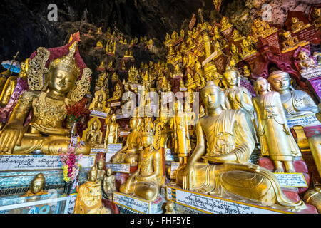 Goldenen Buddha-Statuen, Pindaya cave, Taunggyi Division, Shan State in Myanmar, Burma Stockfoto