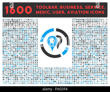 Geo-Diagramm Symbol mit großen Piktogramm-Sammlung Stockfoto
