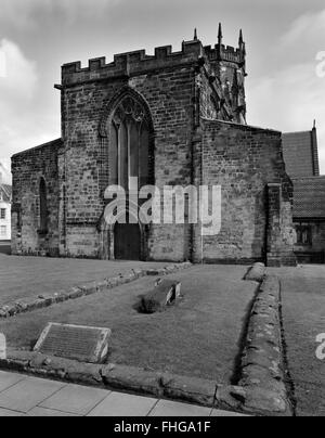 Plan des sächsischen Kapelle St Bertelin (c1000) am W Ende des St. Marys Kirche, Stafford mit Resten eines früheren Holzgebäude & Kreuz fand 5ft unten. Stockfoto