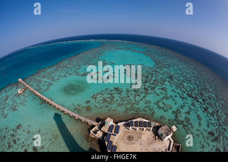 Blick vom Leuchtturm Sanganeb, Rotes Meer, Sudan Stockfoto