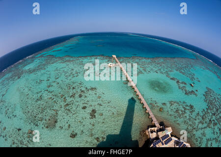 Blick vom Leuchtturm Sanganeb, Rotes Meer, Sudan Stockfoto